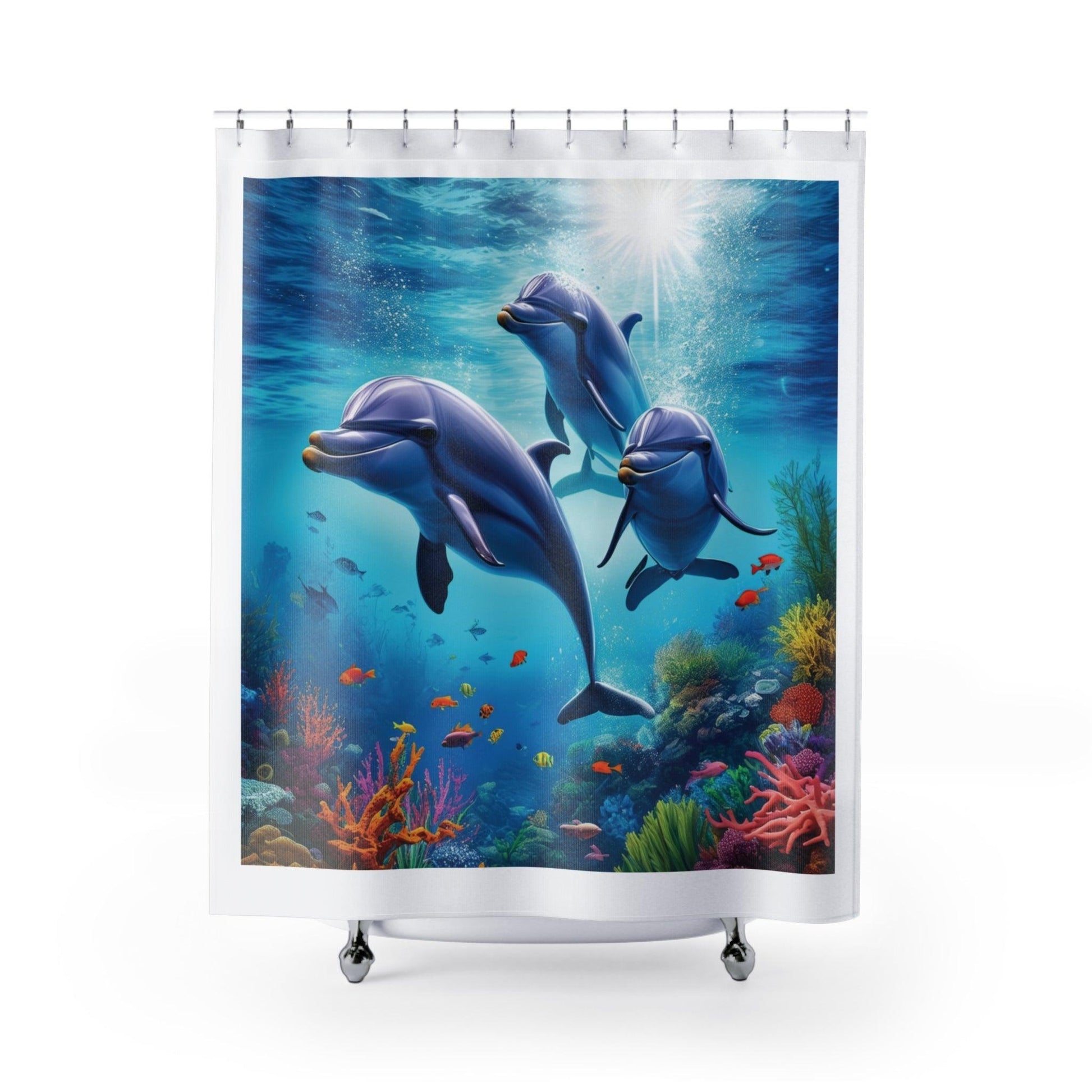 Discover your passions Shower Curtains The Dolphins - iprintyourpassions.com