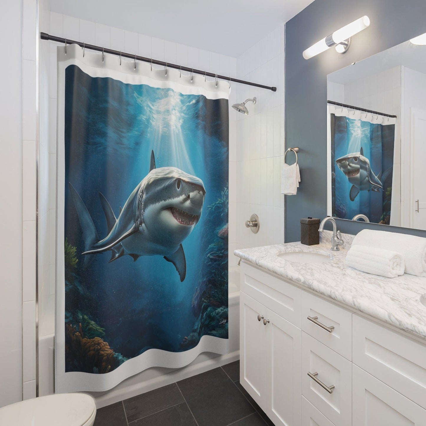 Discover your passions Shower Curtains The Shark - iprintyourpassions.com