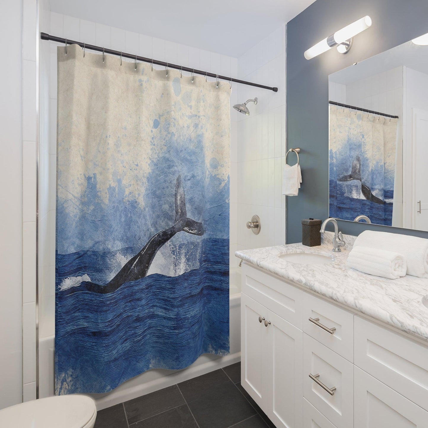 Discover your passions Shower Curtains The Whale - iprintyourpassions.com