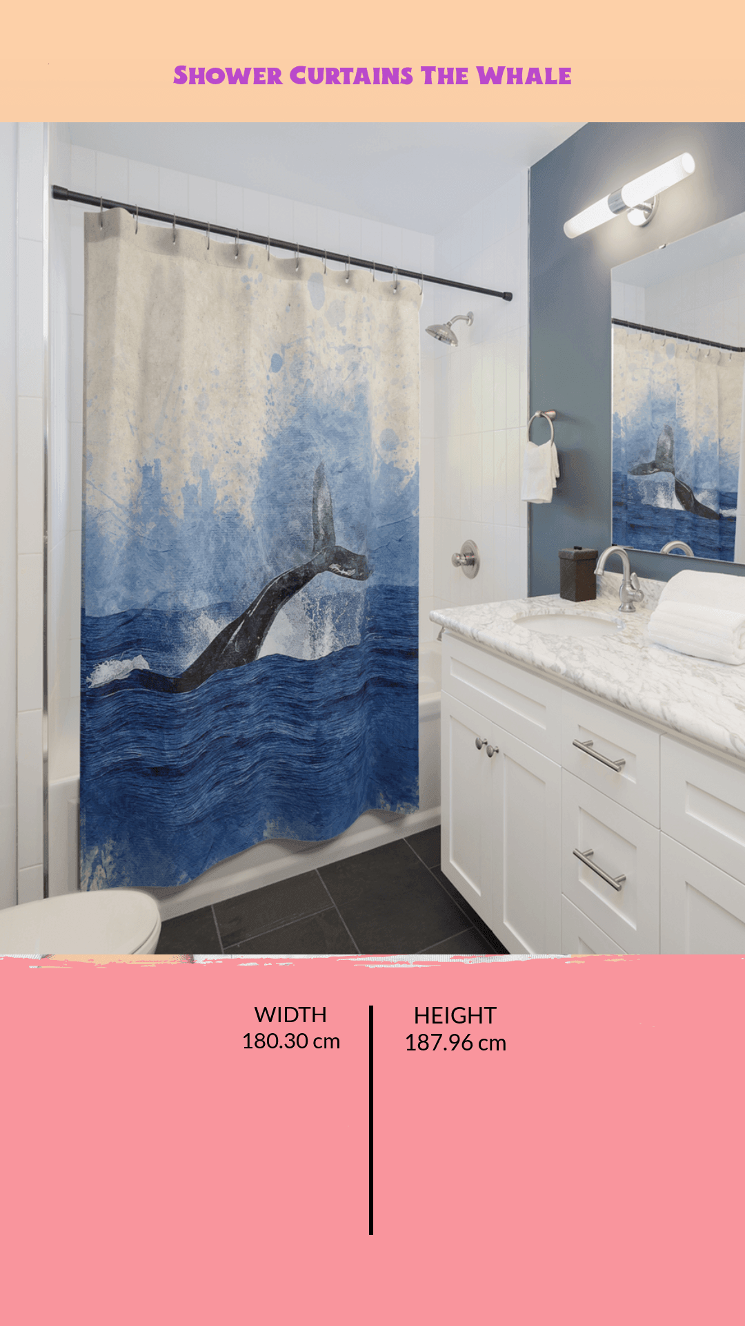 Discover your passions Shower Curtains The Whale - iprintyourpassions.com