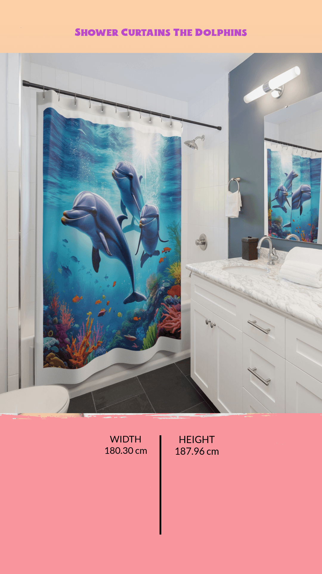 Discover your passions Shower Curtains The Dolphins - iprintyourpassions.com