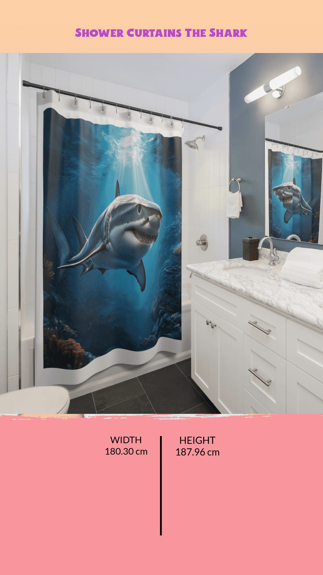 Discover your passions Shower Curtains The Shark - iprintyourpassions.com