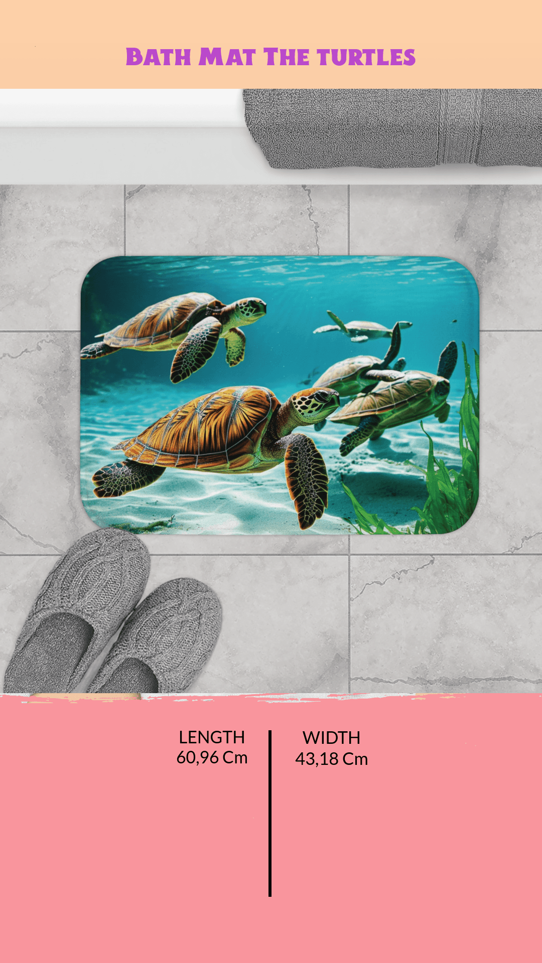 Discover your passions Bath Mat The turtles - iprintyourpassions.com